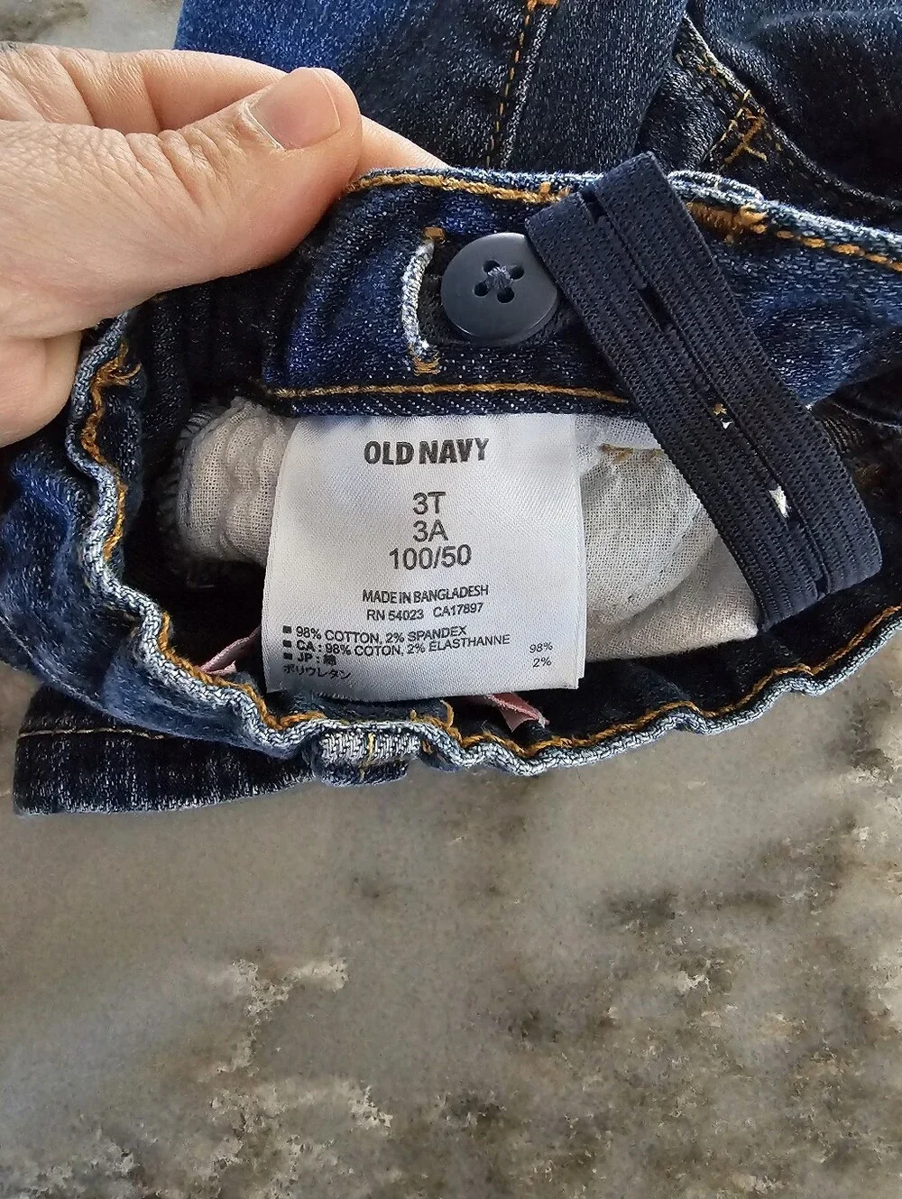 Old Navy Toddler Girls Bootcut Jeans 3T Dark Wash Denim Adjustable Waist Stretch